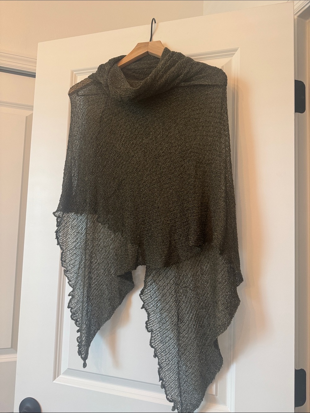 Lightweight Olive Green Draped Women's Sweater Poncho